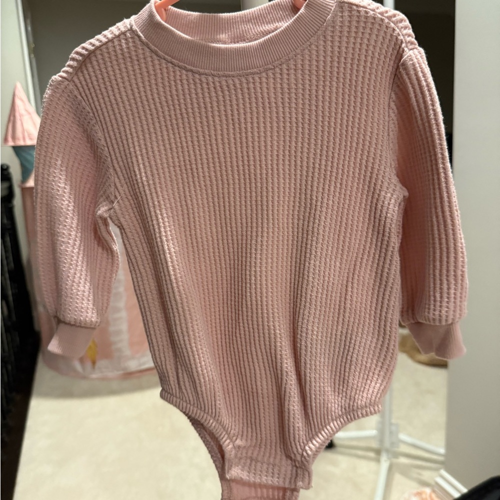 Old Navy Pink Textured Kids Bodysuit